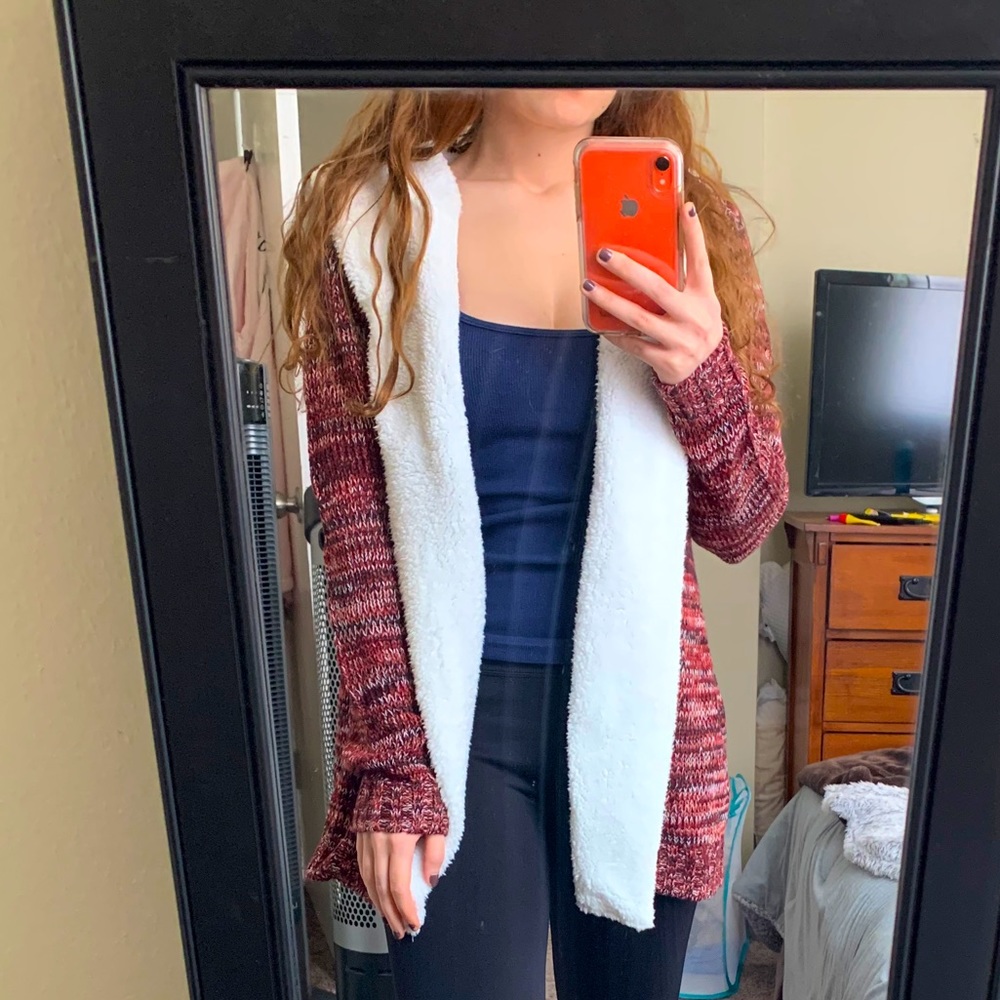 Fleece-Lined Hooded Cardigan